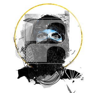Cyberpunk Futuristic Portrait, Abstract Digital Art Print, Street Art Poster, Modern Wall Decor, Graphic illustration, Masked Art