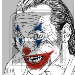 Joker Clown Sketch Art Print, Dark Comic Villain Poster, Horror Clown Wall Decor, Hand-Drawn Ink illustration, Grunge Style Art, Dark Art
