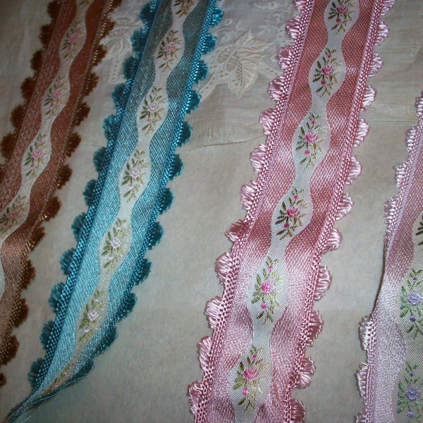 Vintage rayon Gorgeous french ribbon trim with roses
