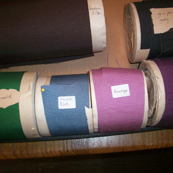 Echte antieke zijde Petersham(grosgrain) zacht en drapey ongebruikt in 6 kleuren