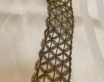 Black N Gold Trim, Antique Gold Hand Embroidered Trim
