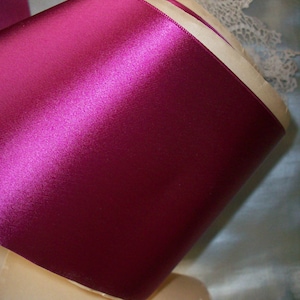 Magenta/cerise vintage satin and faille ribbon 4 3/8&quot; wide