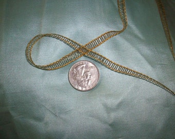 Gold lacey metal antique trim, vintage supplies, very narrow doll size