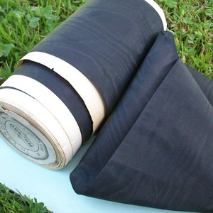 36&quot; Black silk antique french moire taffeta 5&quot; width