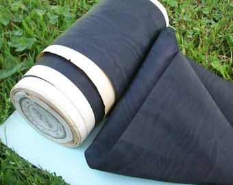 36" Black silk antique french moire taffeta 5" width