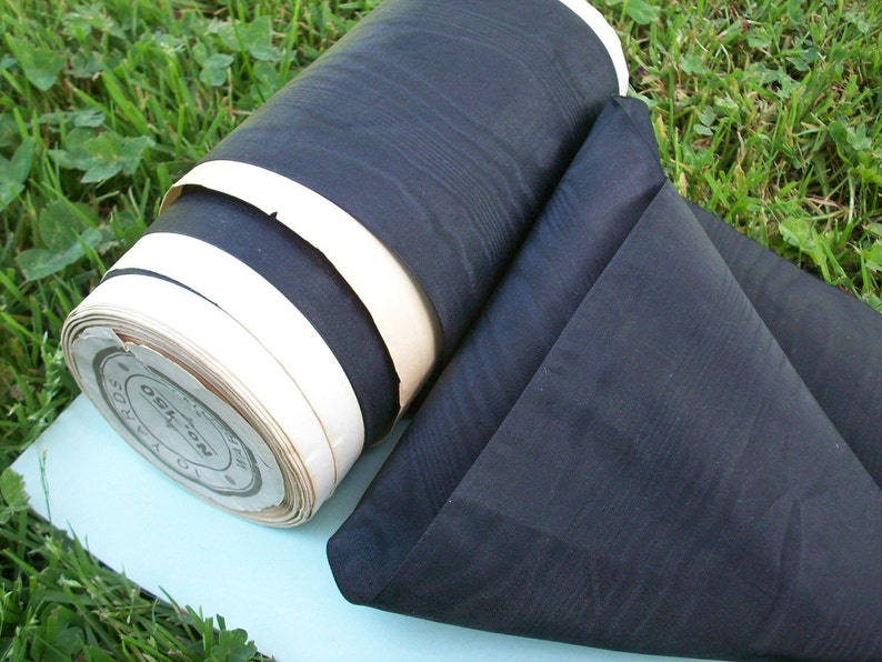 Black silk antique french moire taffeta 5 width