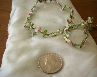 10.5" Lovely silk french antique Ribbon work garland