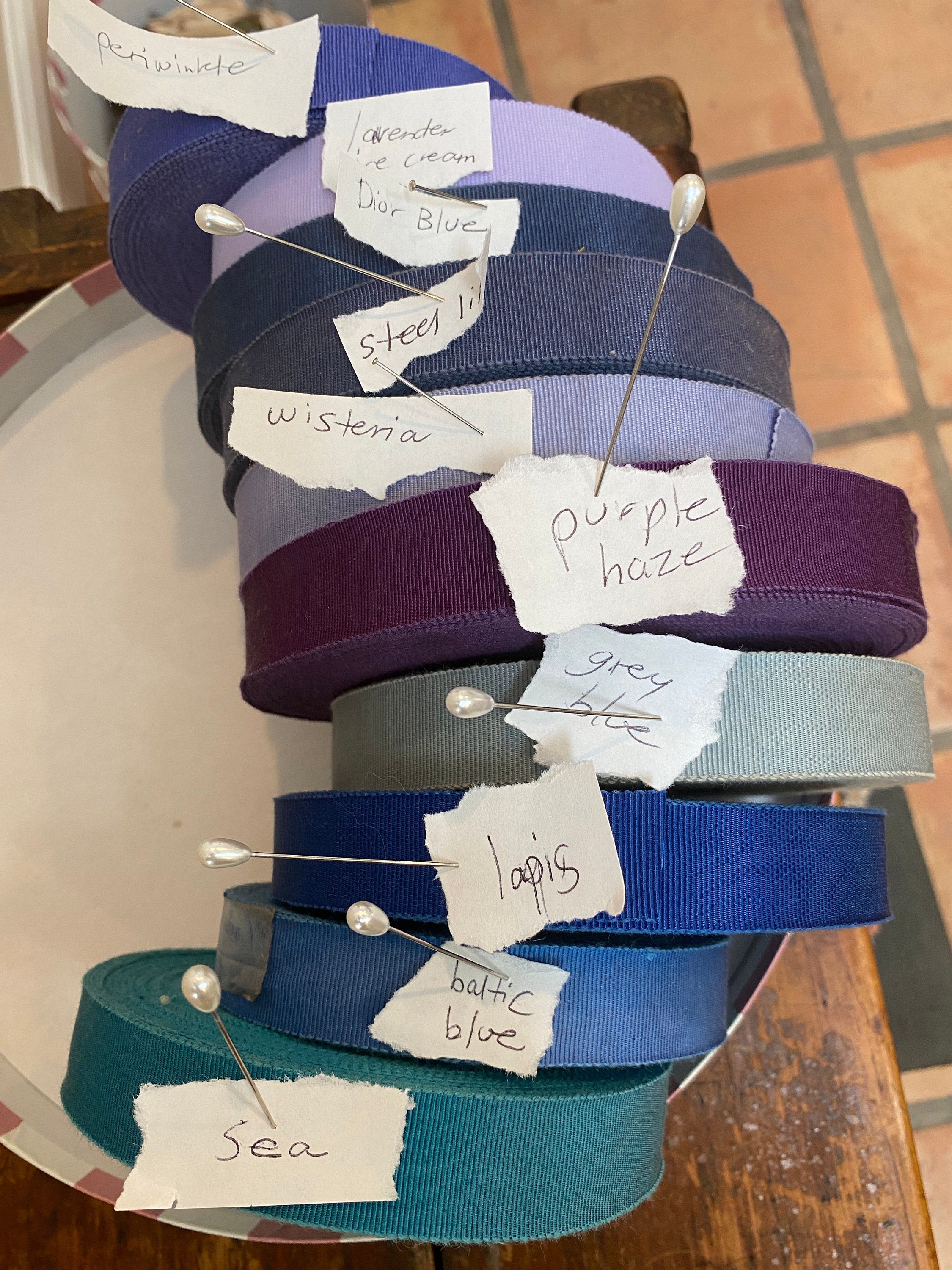 7 yds. of petersham cotton/rayon vintage millinery ribbon 7/8"