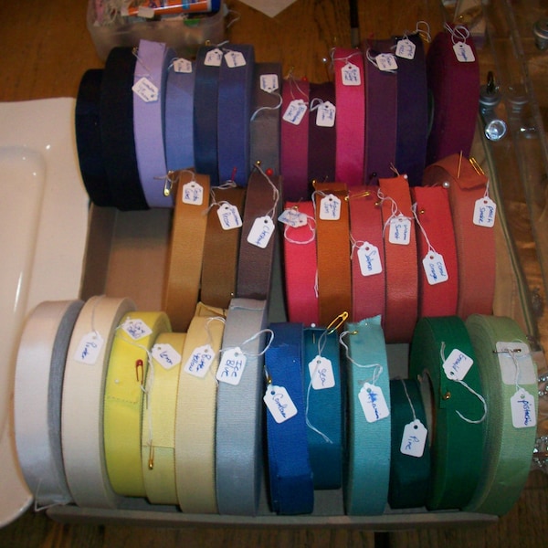 7 yds. of petersham cotton/rayon vintage millinery ribbon 7/8"/1"