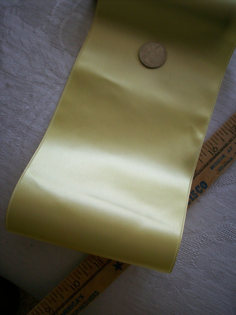 2 yds. of lemon mousse vintage satin ribbon 4 7/8 wide image 2