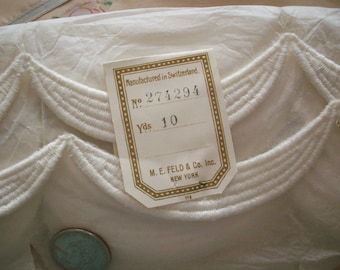 1 yd. of Antique embroidered white cotton fine unused trimming