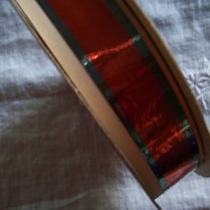 2 yards of a Unique antique silver plated red and blue with silver back ribbon