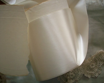 2 yds. of white vintage satin rayon ribbon 5" wide