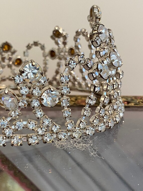 Vintage rhinestone tiara crown corona bridal wedding Gem