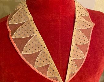 1920s antique fine dotted swiss collar on cotton organdy