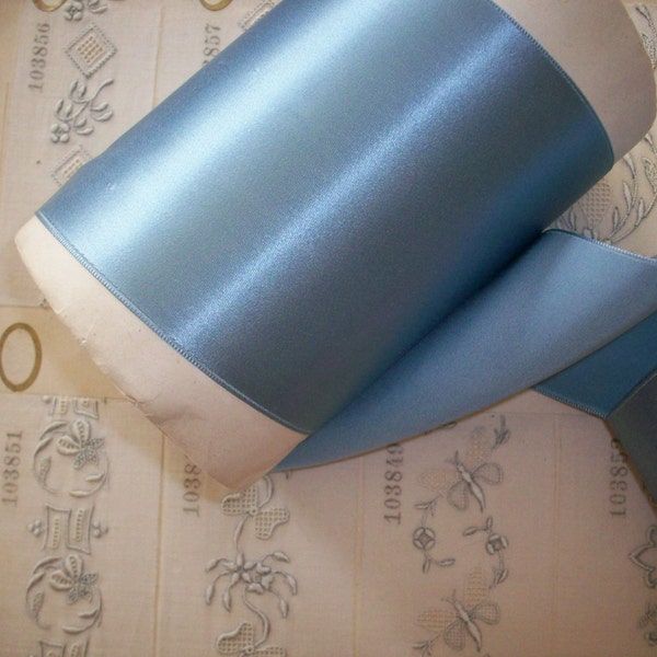 Vintage 2" or 3" wide satin faille french blue ribbon