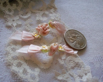 1 ribbonwork silk rosette, authentic 1920s