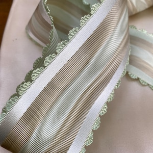 French vintage Moire faille satin picot ribbon rayon