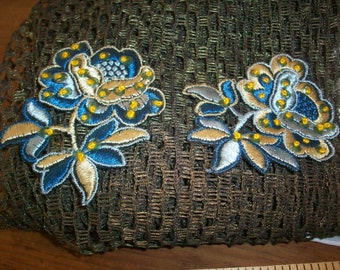 Silk applique of the 1920s antique authentic with sequins and embroidery