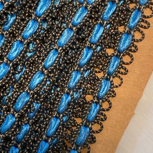 Antique french trim made with real metal and silk in dark gold/blue