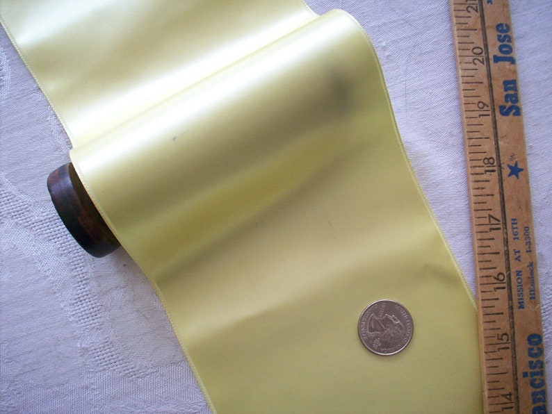 2 yds. of lemon mousse vintage satin ribbon 4 7/8 wide image 1