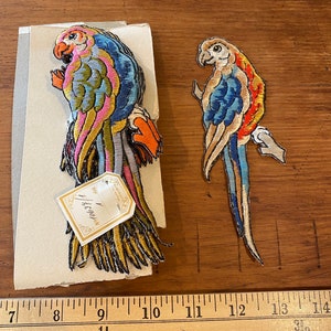 Antique hand loom Parrot silk applique