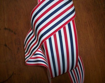 Nautical or Patriotic vintage ribbon stripe millinery 1940's wide