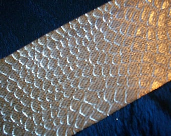 Antique silver lame ribbon with snake skin pattern fabulous