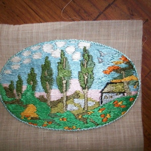 Antique hand loomed scenic applique 1930 made in Germany