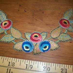 Silk applique of the 1920s antique authentic with metal threads in bronze gold