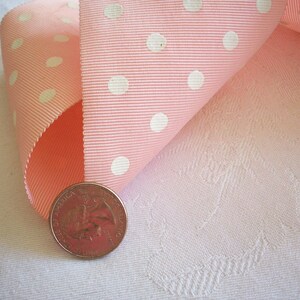 1 yard of Pretty pastel pink and white polka dotted grosgrain ribbon 3 image 2