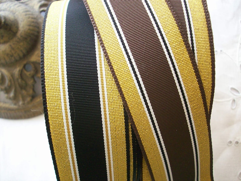 vintage metallic gold and brown or black grosgrain ribbon 1 12