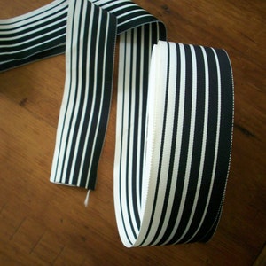 2 yds. Vintage black and white striped grosgrain ribbon 2&quot;