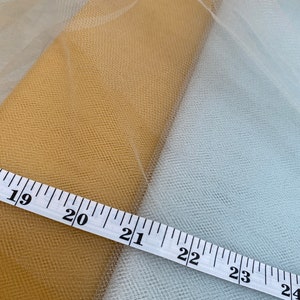 Antigo véu de tule francês em mostarda com 28" de largura