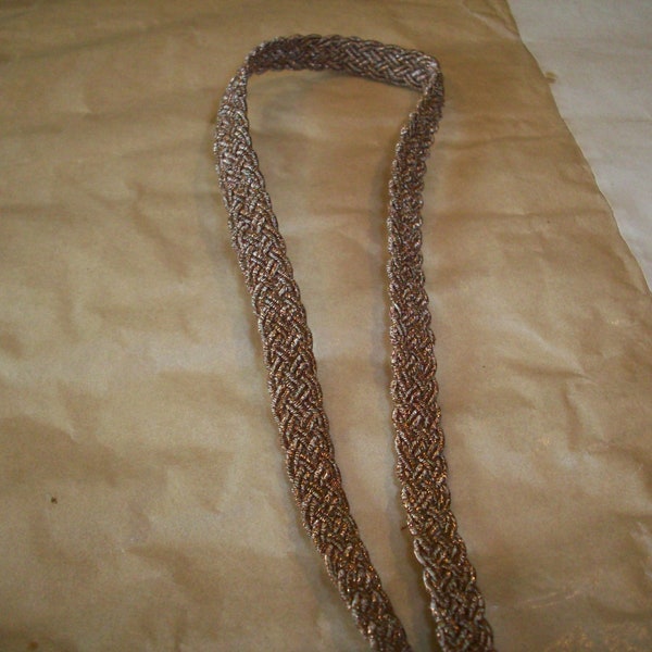 Vintage pale copper braided metallic trim