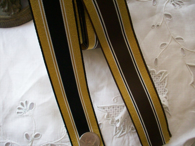 vintage metallic gold and brown or black grosgrain ribbon 1 12