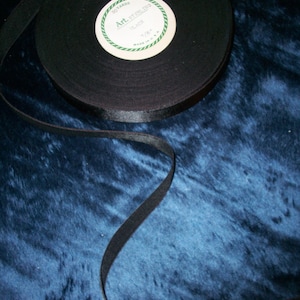 Antique Tuxedo ribbon in black matte satin with taffeta back
