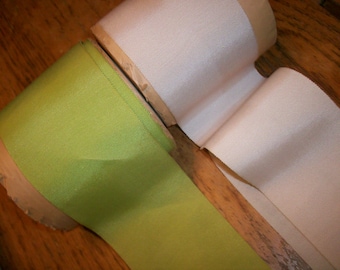 Silk and cotton petersham 3" wide ribbon vintage French lime or Vanilla Snow