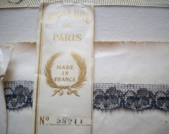 BY THE BOLT only 36 yds. of antique french silk lace in a deep midnite blue