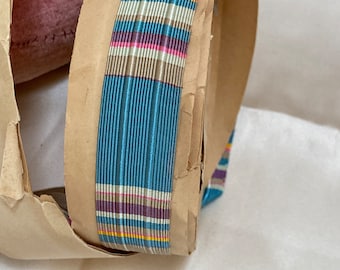 Vertical Stripe vintage millinery ribbon textured 7/8"