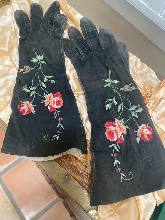 Antike beau vais franzsische gestickte Handschuhe - Etsy.de