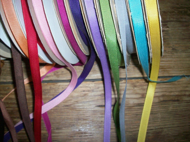 10 yds. of vintage cotton and rayon grosgrain in colors unused perfect 3/8 to 1/4 image 3