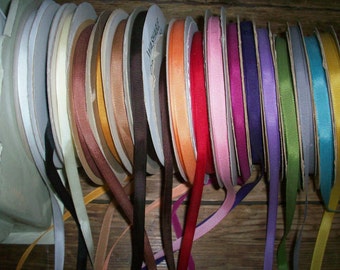 10 yds. of vintage cotton and rayon grosgrain in colors unused perfect 3/8" to 1/4"
