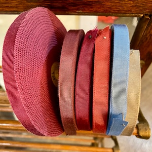 silk Late 1920s vintage silk and rayon grosgrain in colors unused perfect 3/8"