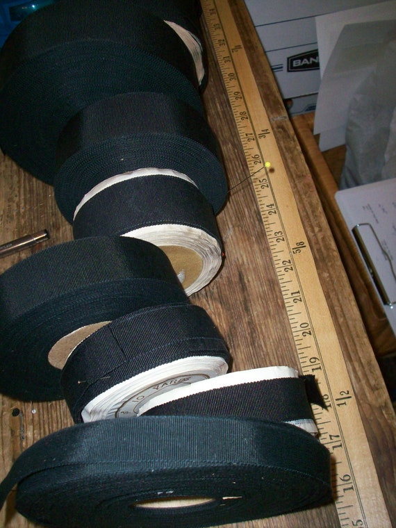 Vintage cotton rayon vintage petersham  ribbon in black