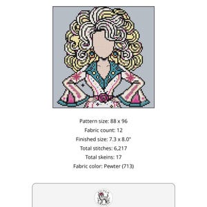 Dolly Parton Inspired Cross Stitch Pattern - Country Western PDF - Etsy