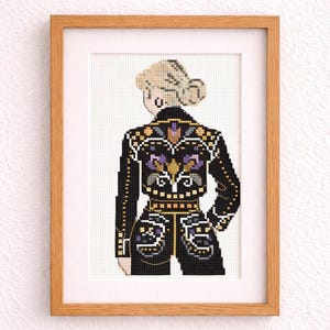 Cowgirl Back View Cross Stitch Pattern – Bold Western Embroidery PDF (14 Count)