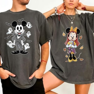Comfort Colors® Mickey and Minnie Halloween Couple Shirts, Mickey Ghost Shirt, Minnie Ghost Shirt, Spooky Season Shirt, Kids Halloween Tee