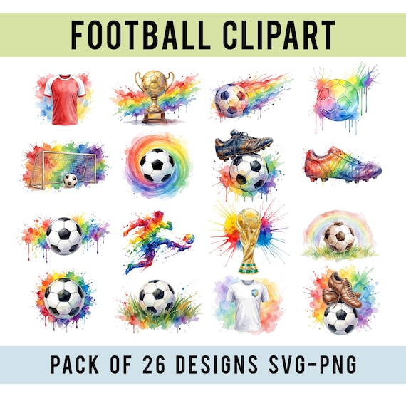 Watercolor Football Clipart, Fifa 2026 Watercolor Design Bundle, Soccer Ball Clipart, Sports Clipart Set, Watercolor Soccer Elements
