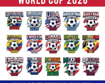 World Cup 2026 Countries PNG Bundle, International Soccer Country Designs, 52 Football Nations Clipart, USA Canada Mexico, Football Stickers